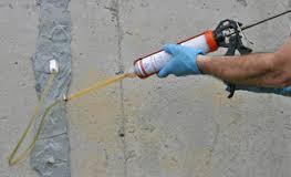 injecting concrete wall